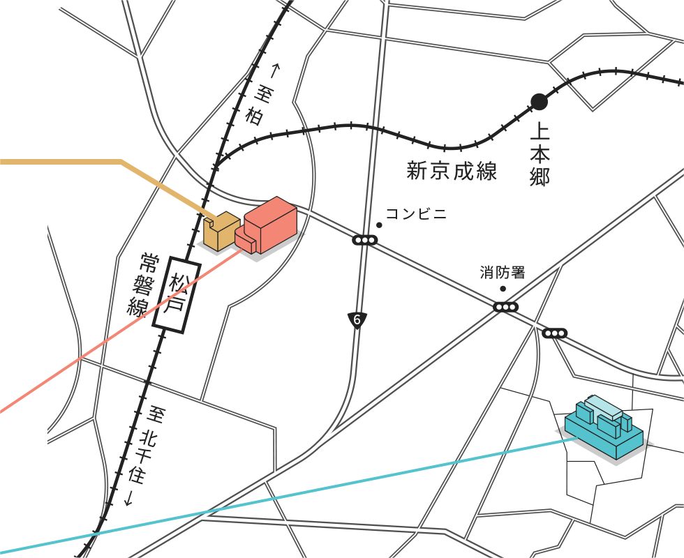 地図: 新東京病院の3施設